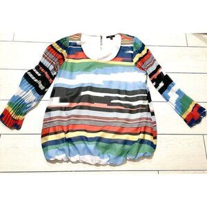 Milano women's‎ striped multicolor top with pleated sleeves size Medium